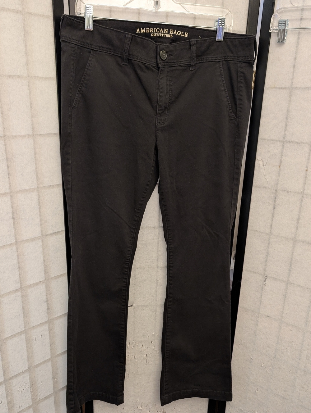 American Eagle Outfitters Black Straight-Leg Trousers with Some Flare